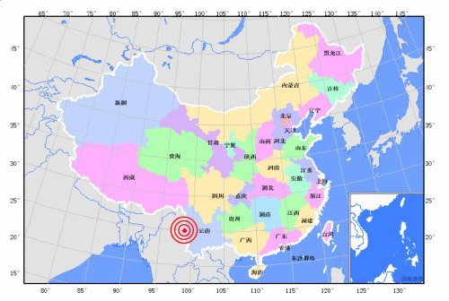 云南省保山市騰沖縣5.2級地震 震源深度10公里