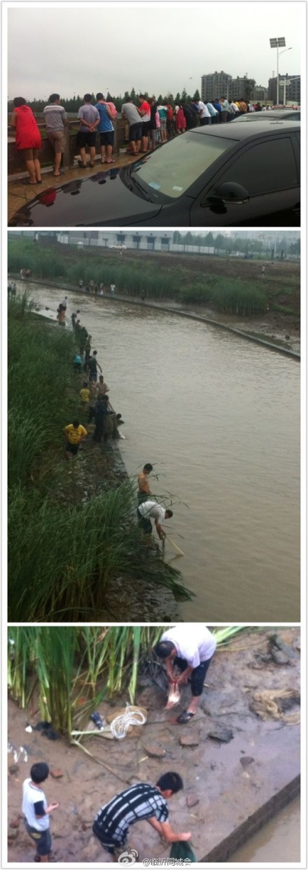 臨沂暴雨街道成河 公交積水市民駕充氣船出門(mén)