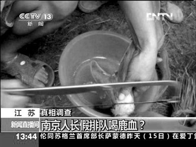 央視稱“游客在南京排隊喝鹿血”系假新聞