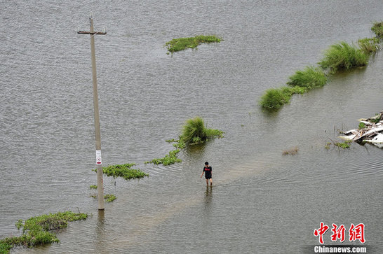 臺風山神過境三亞大風暴雨 市民街上下網捕魚