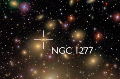 小型星系NGC 1277位于英仙座星系群，對比其它星系，NGC 1277星系非常緊密和扁平，其中包含著一個巨大的黑洞，質(zhì)量是太陽的170億倍