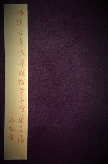  王菲書寫經(jīng)書封面。